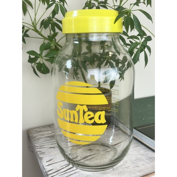 Vintage Sun Tea Ice Tea Recipe Carlton 3 Liter Glass Jar Yellow USA / Nostalgia - Picture 5 of 8
